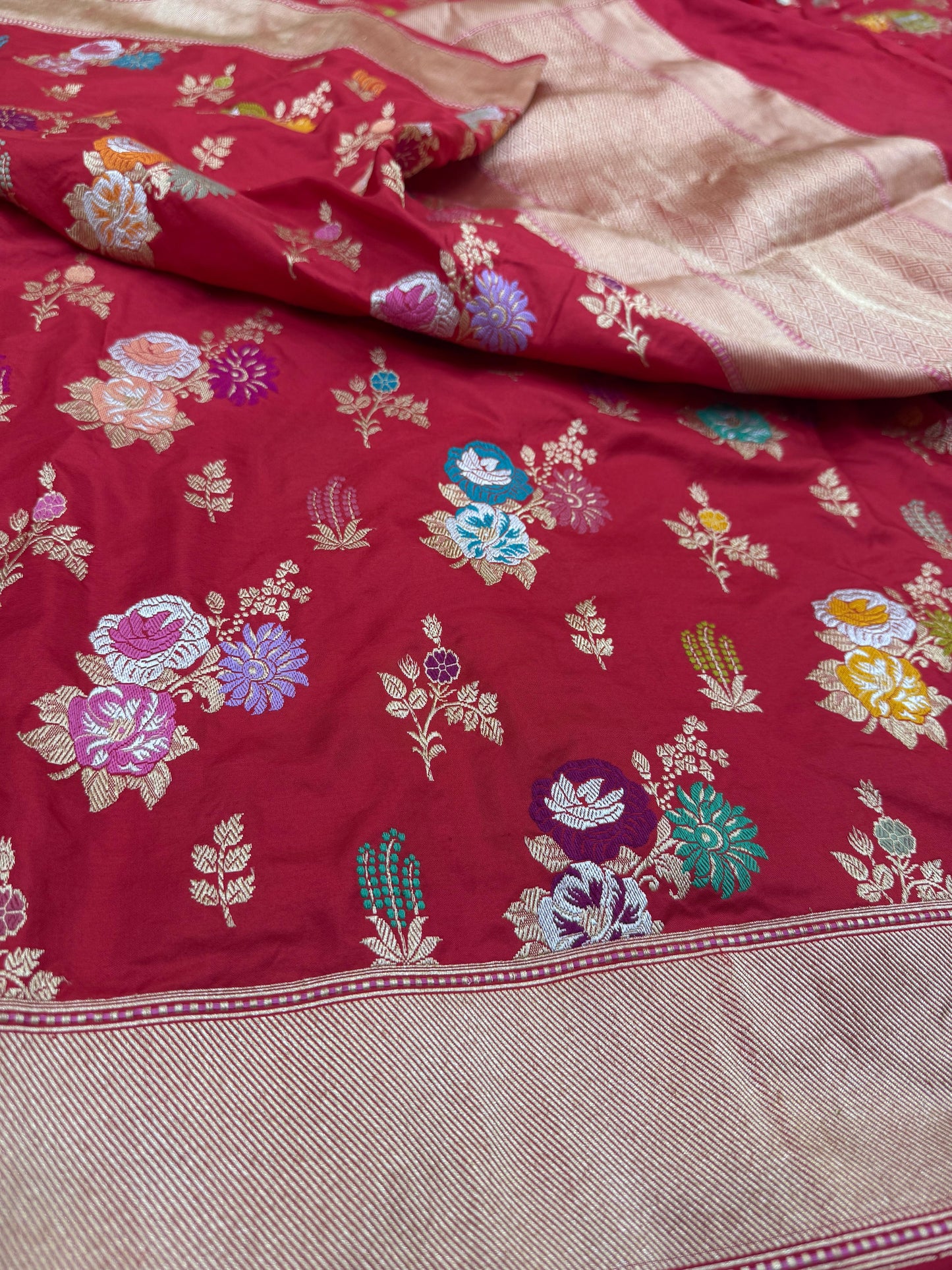 Pure Banarasi Katan Silk Tilfi Jaal Saree