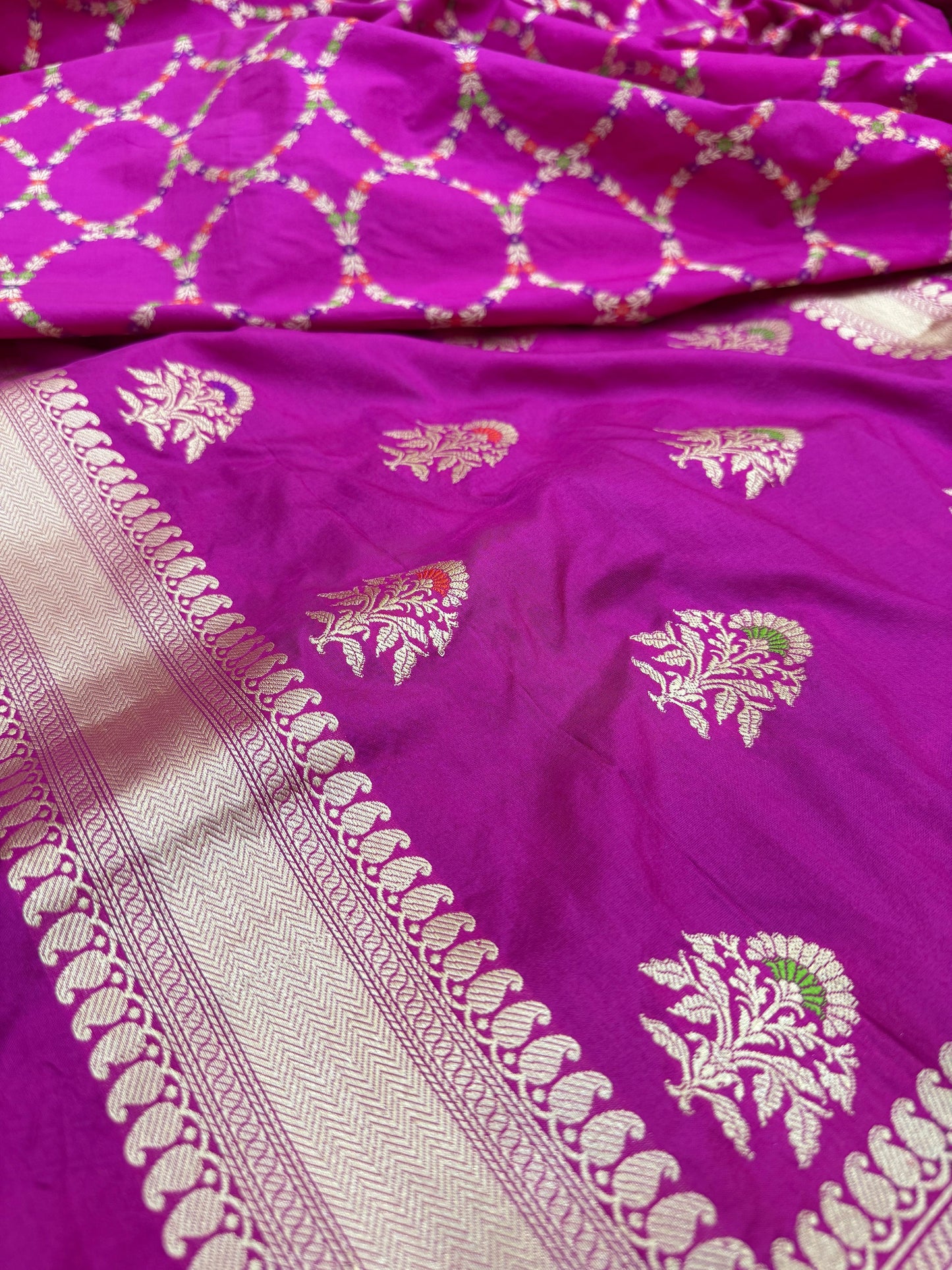 Pure Banarasi Katan Silk Jaal Saree