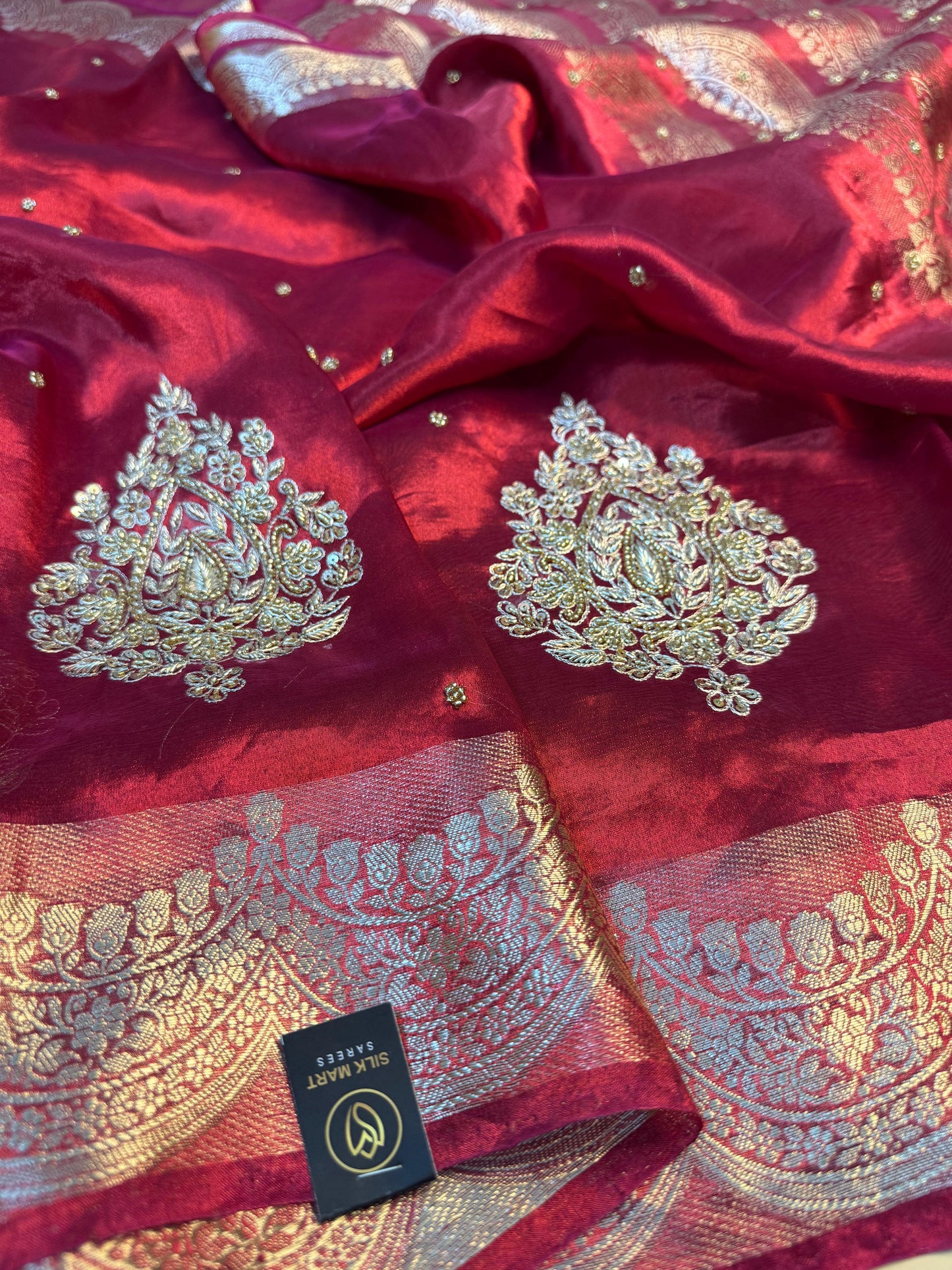 Pure Banarasi Tissue Silk Hand Embroidery Saree