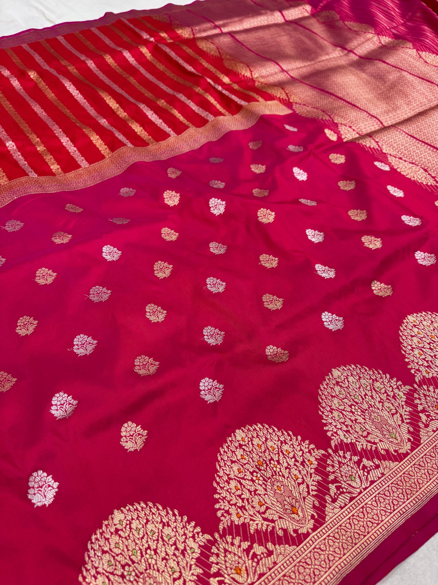 Pure Banarasi Katan Silk Half and Half Saree
