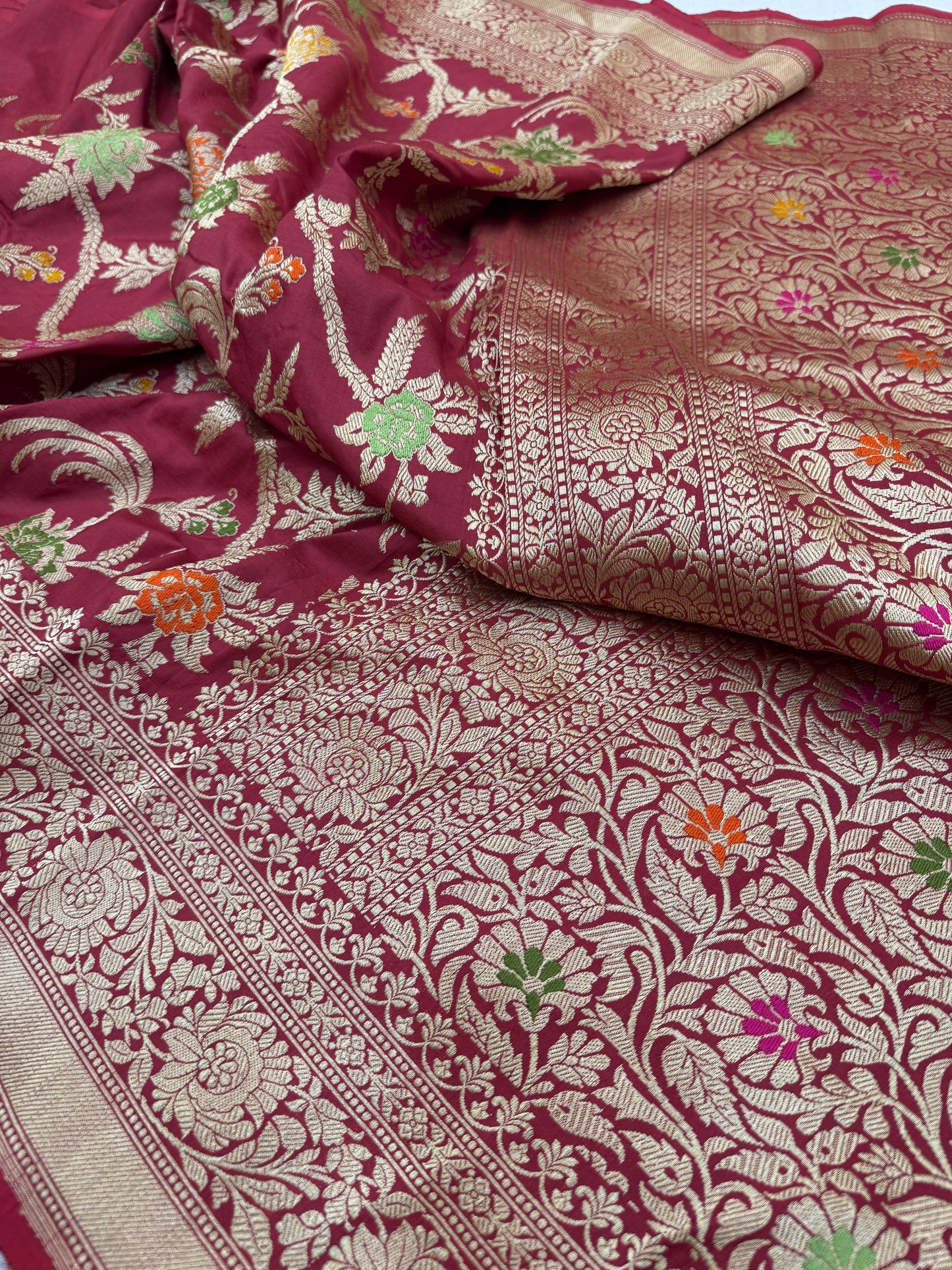 Pure Banarasi Katan Silk Tilfi Jaal Saree