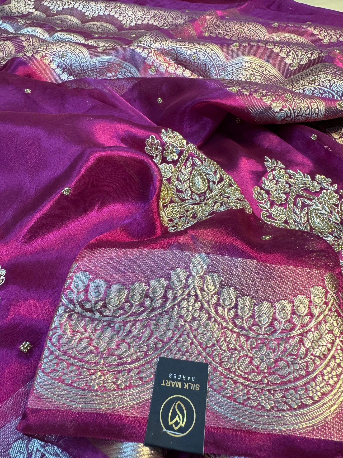 Pure Banarasi Tissue Silk Hand Embroidery Saree