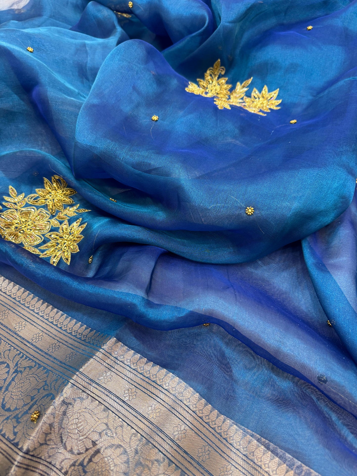 Pure Banarasi Tissue Silk Hand Embroidery Saree