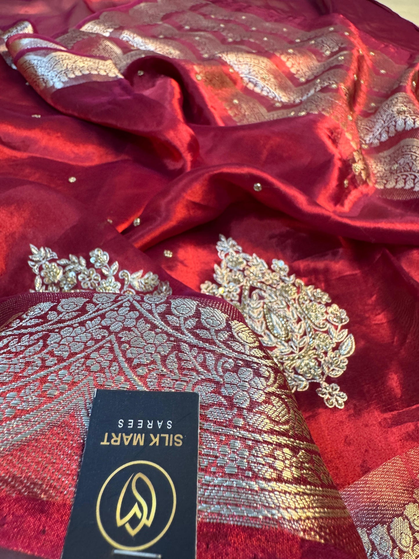Pure Banarasi Tissue Silk Hand Embroidery Saree