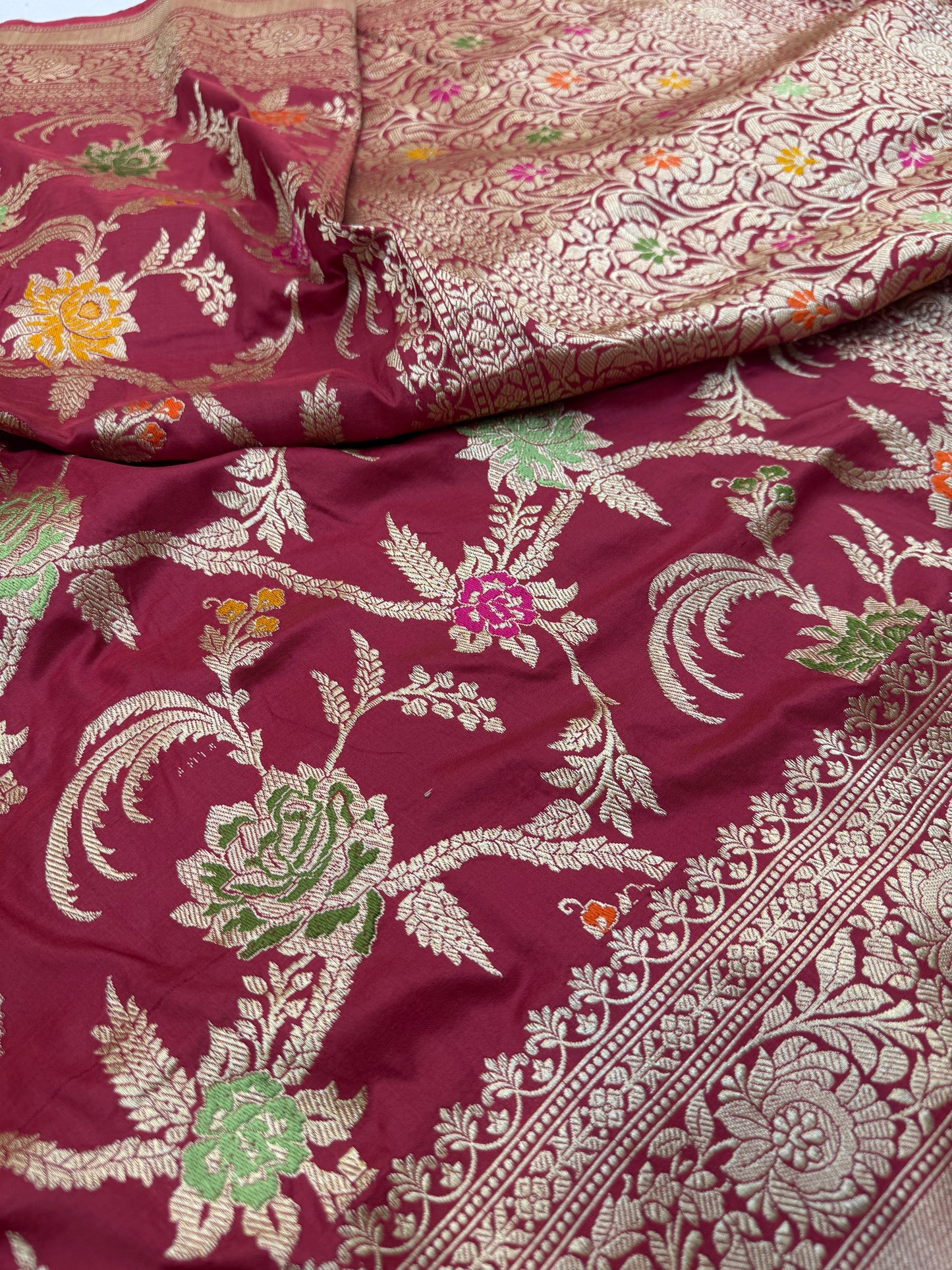 Pure Banarasi Katan Silk Tilfi Jaal Saree