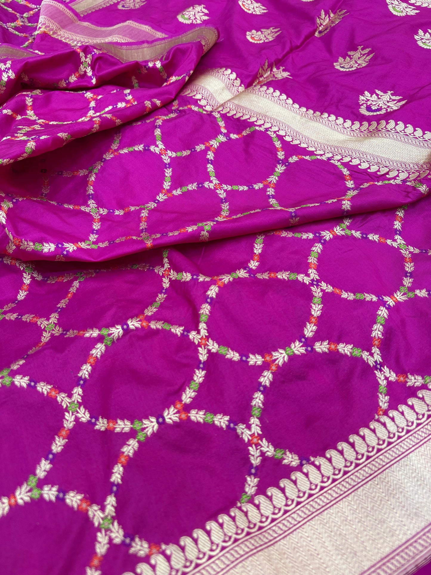 Pure Banarasi Katan Silk Jaal Saree