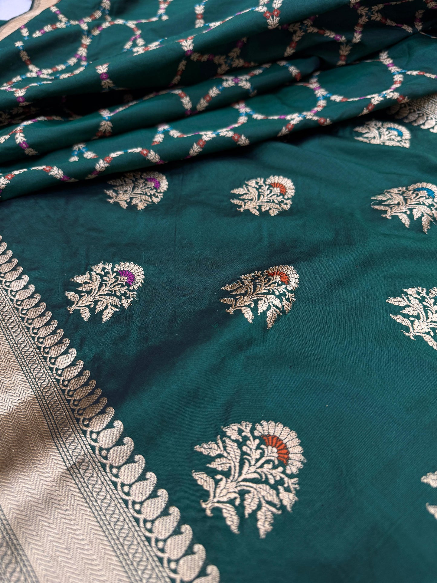 Pure Banarasi Katan Silk Jaal Saree