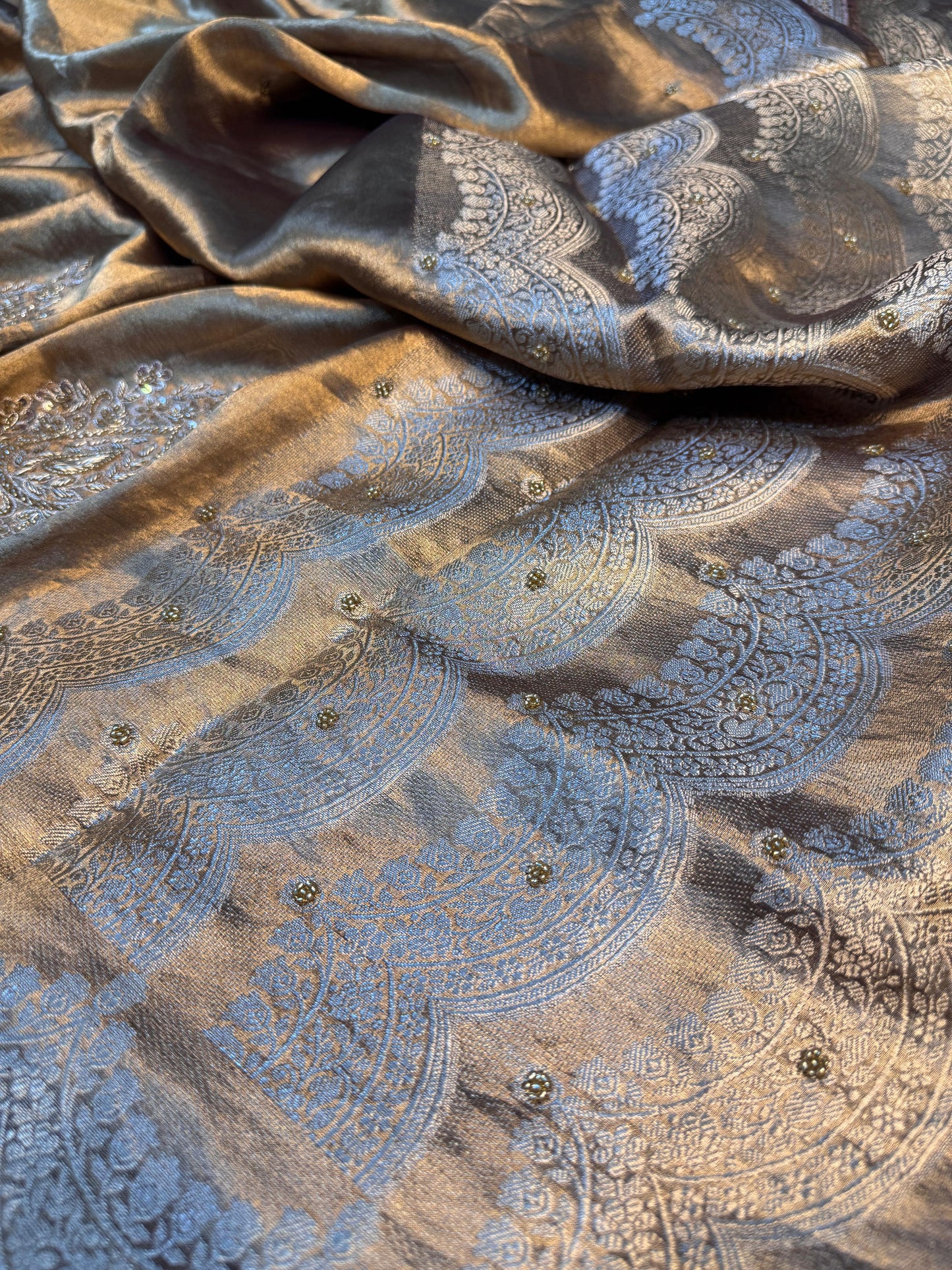 Pure Banarasi Tissue Silk Hand Embroidery Saree