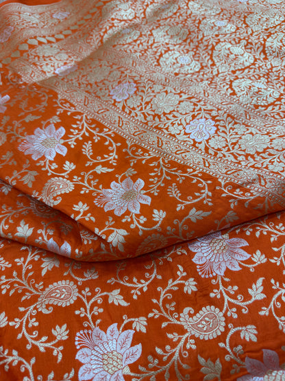 Pure Banarasi Katan Silk Jaal Saree