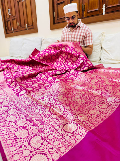 Pure Banarasi Katan Silk Jaal Saree