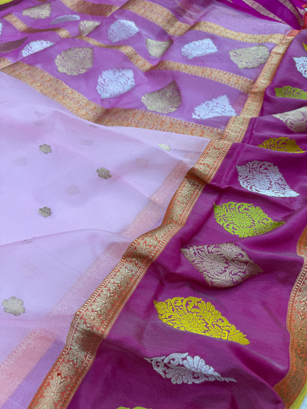 Kora Buti Skirt Border Saree