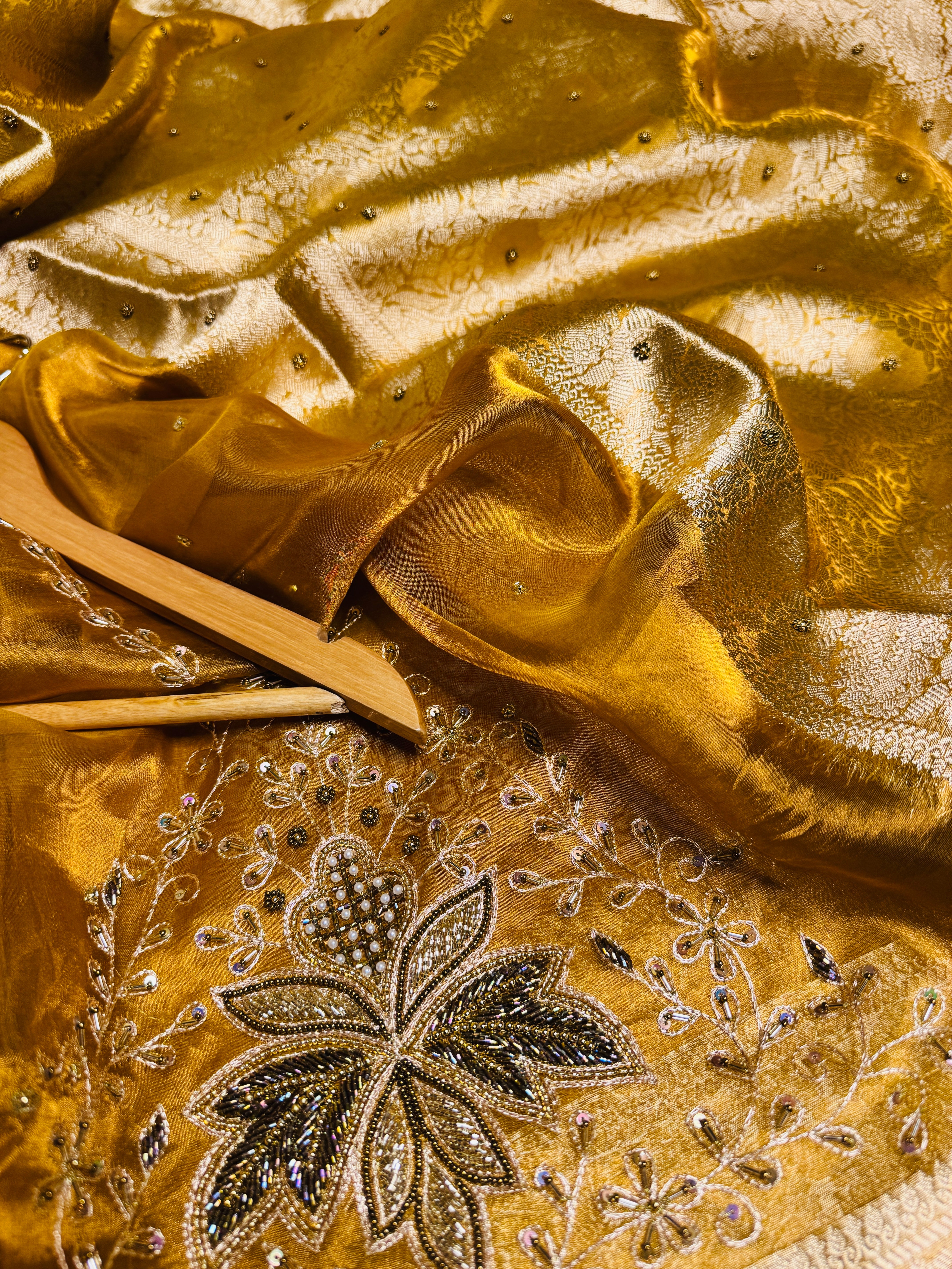 Pure Banarasi Tissue Silk Hand Embroidery Saree