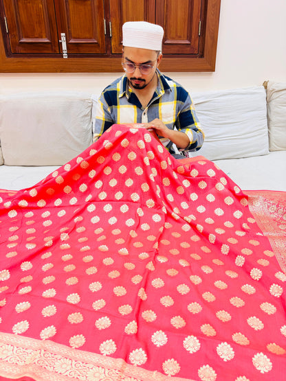 Pure Banarasi Munga Silk Buti Saree