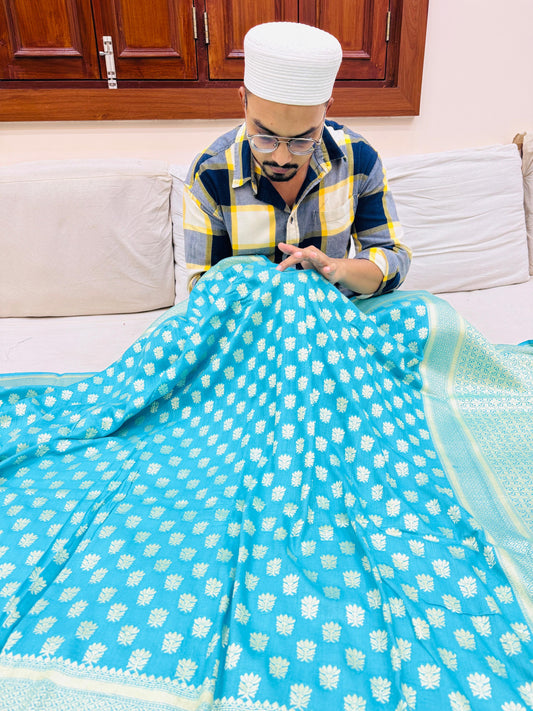 Pure Banarasi Munga Silk Buti Saree