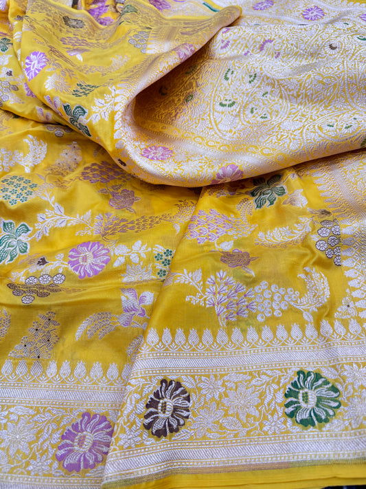 Pure Banarasi Katan Silk Kadhwa Mina Jaal Saree