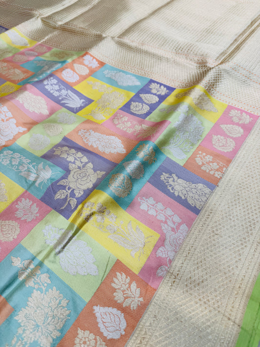 Pure Banarasi Katan Silk Kadhwa Rangkaat Saree