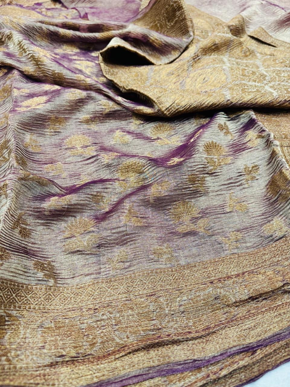 Pure Banarasi Crush Tissue Silk Sarees