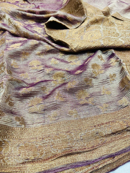 Pure Banarasi Crush Tissue Silk Sarees