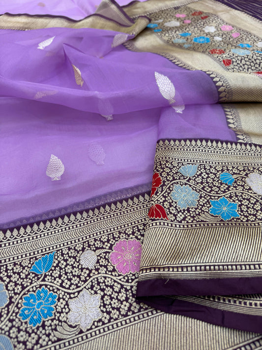 Pure Banarasi Kora Silk Kadhwa Buta Saree