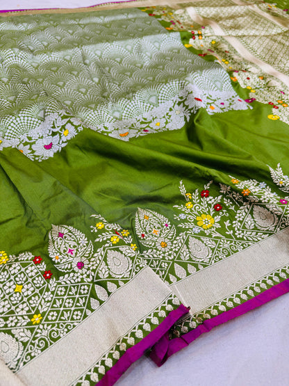 Pure Banarasi Katan Silk Designer Skirt Sarees