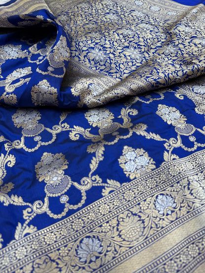 Pure Banarasi Katan Silk Sona Mina Jaal Saree