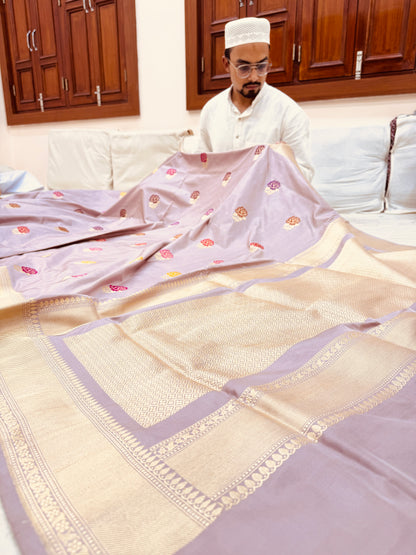 Pure Banarasi Katan Silk Rose Buta Saree