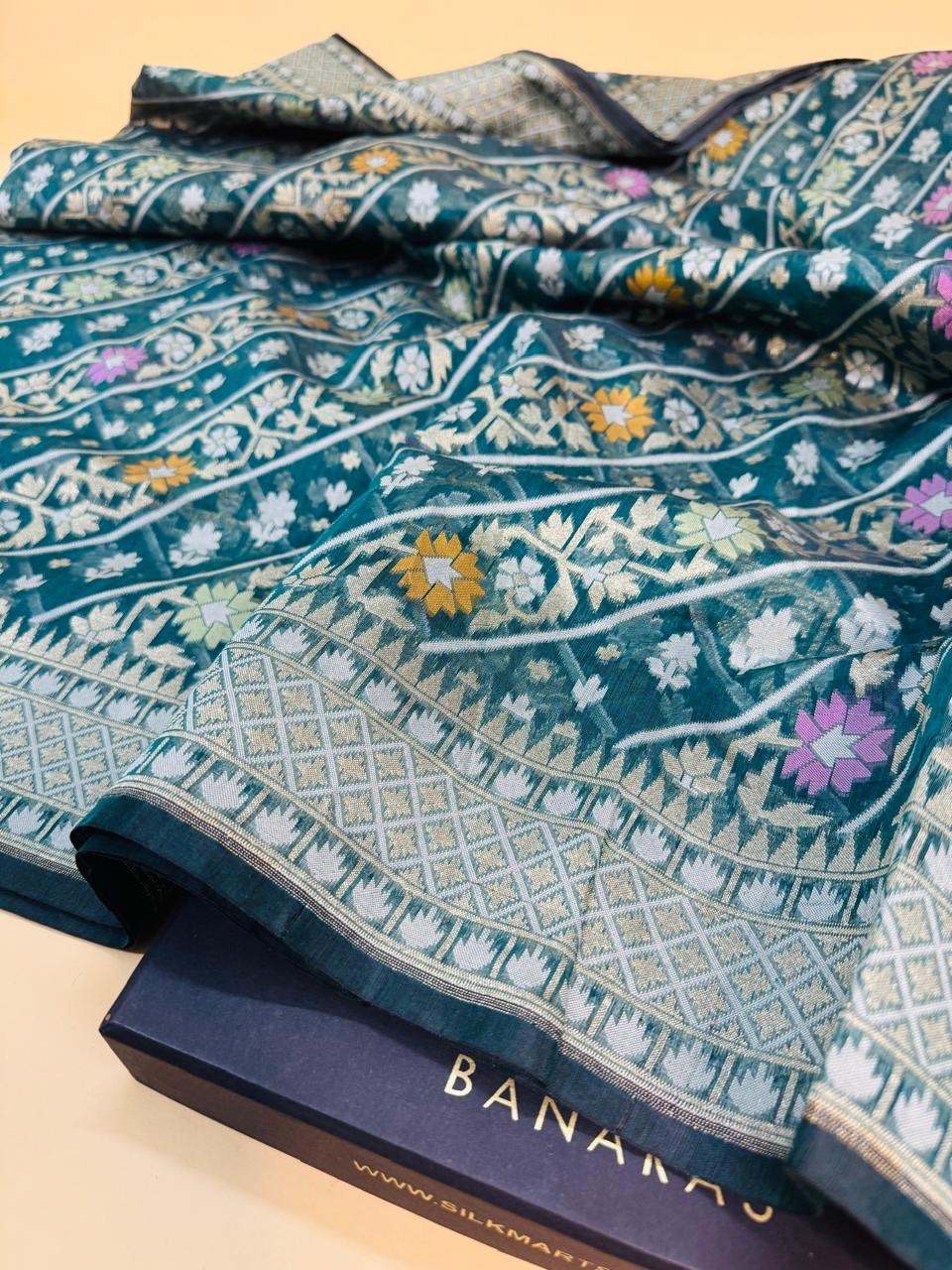 Art Silk Cotton Jamdani Saree