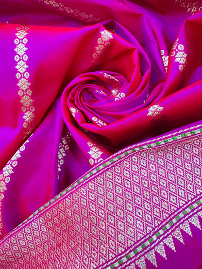 Pure Banarasi Katan Silk Mina Buti Skirt Border Saree