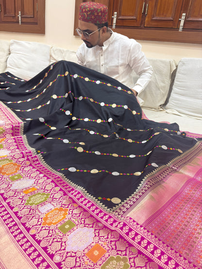 Pure Banarasi Katan Silk Mina Buti Skirt Border Saree