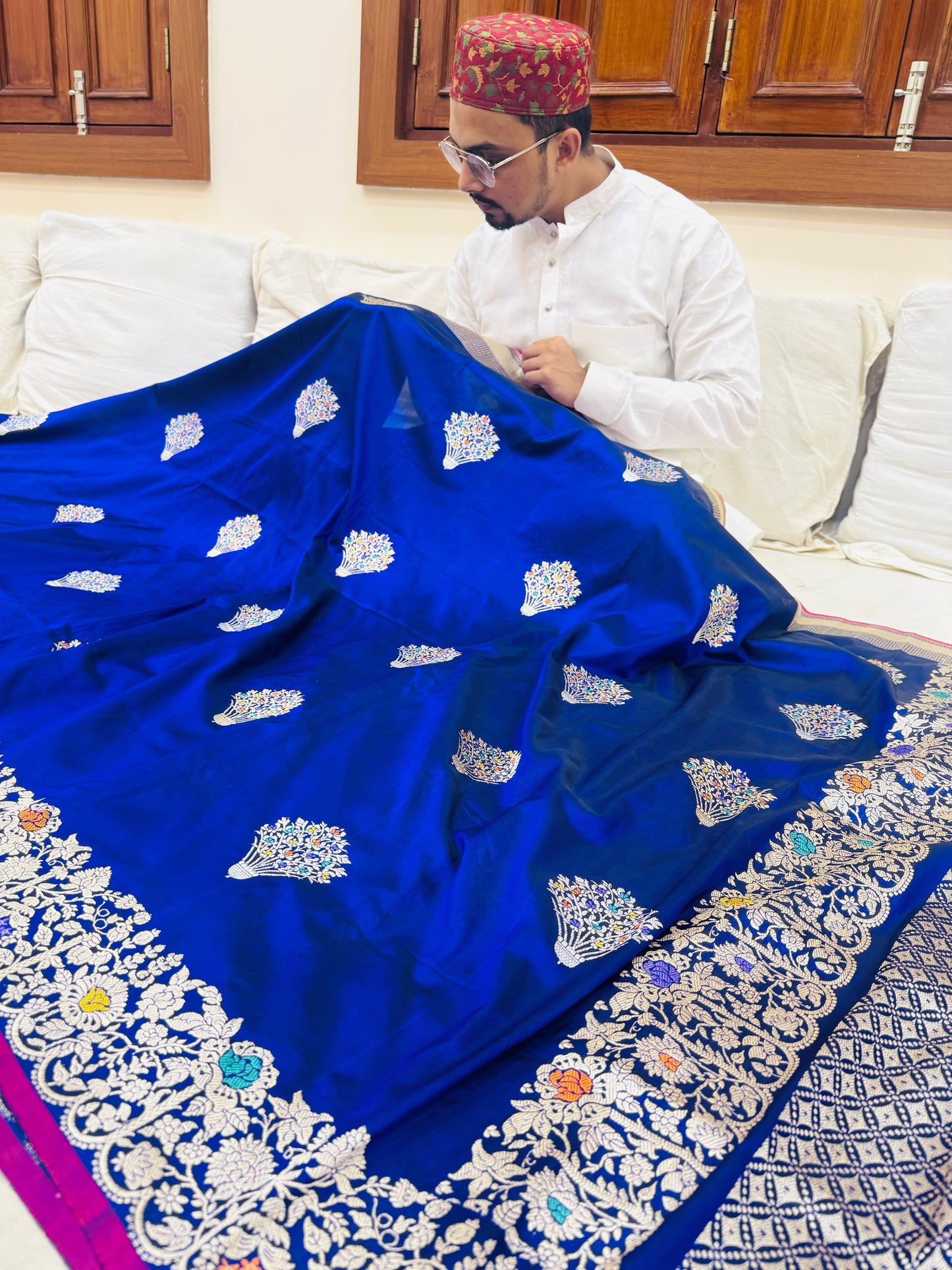 Pure Banarasi Katan Silk Mina Buta Saree