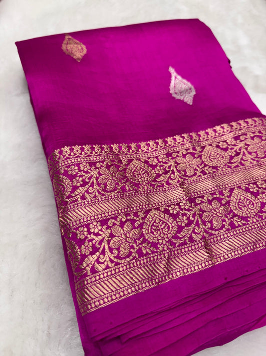 Pure Banarasi Dupion Silk Kadhwa Buta Saree