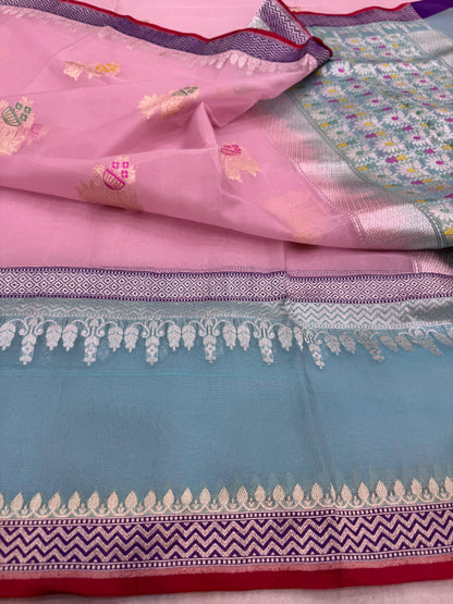 Pure Banarasi Kora Silk Kadhwa Buta Saree