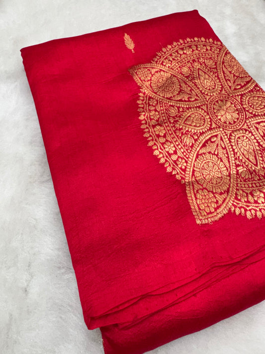 Pure Banarasi Dupion Silk Kadhwa Buta Saree