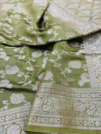 Pure Banarasi Chiniya Silk Jaal Saree