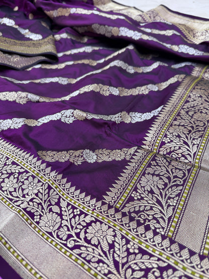 Pure Banarasi Katan Silk Sona Rupa cross buta saree