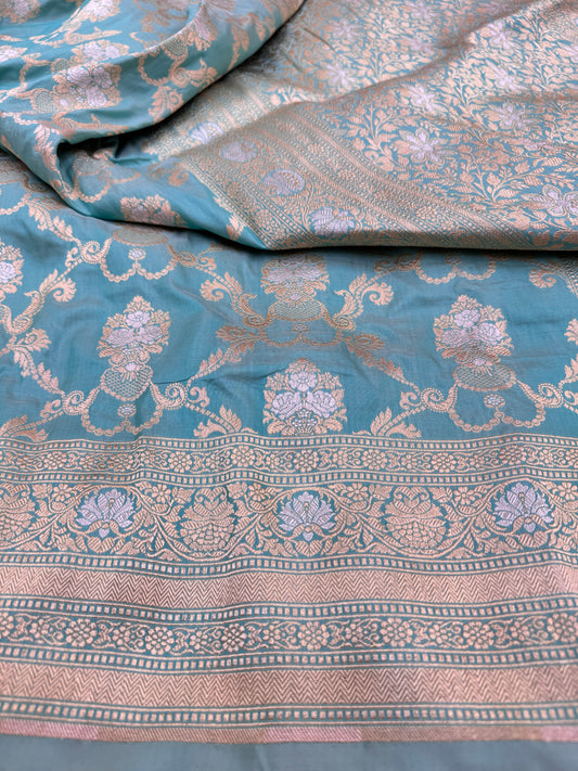 Pure Banarasi Katan Silk Sona Mina Jaal Saree