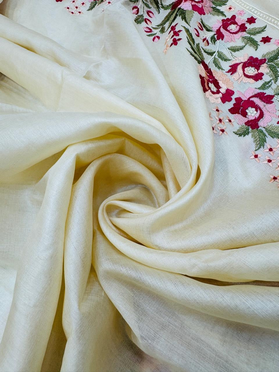 Pure Banarasi Tasar Silk Embroidery Saree