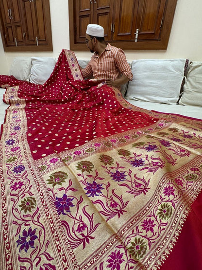 Pure Banarasi Satin Silk Dollar Buti  Paithni Saree