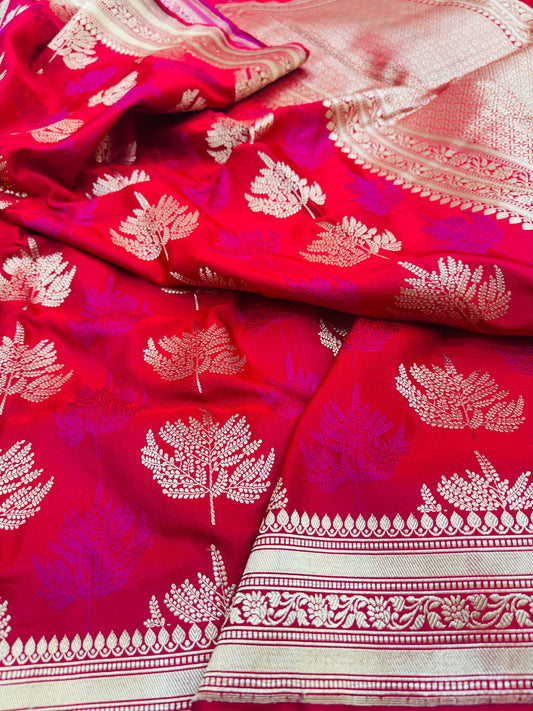 Pure Banarasi Satin Silk Double Tanchoi Saree