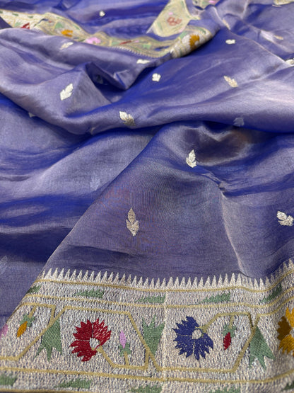 Pure Banarasi Tissue Paithani Embroidery Saree