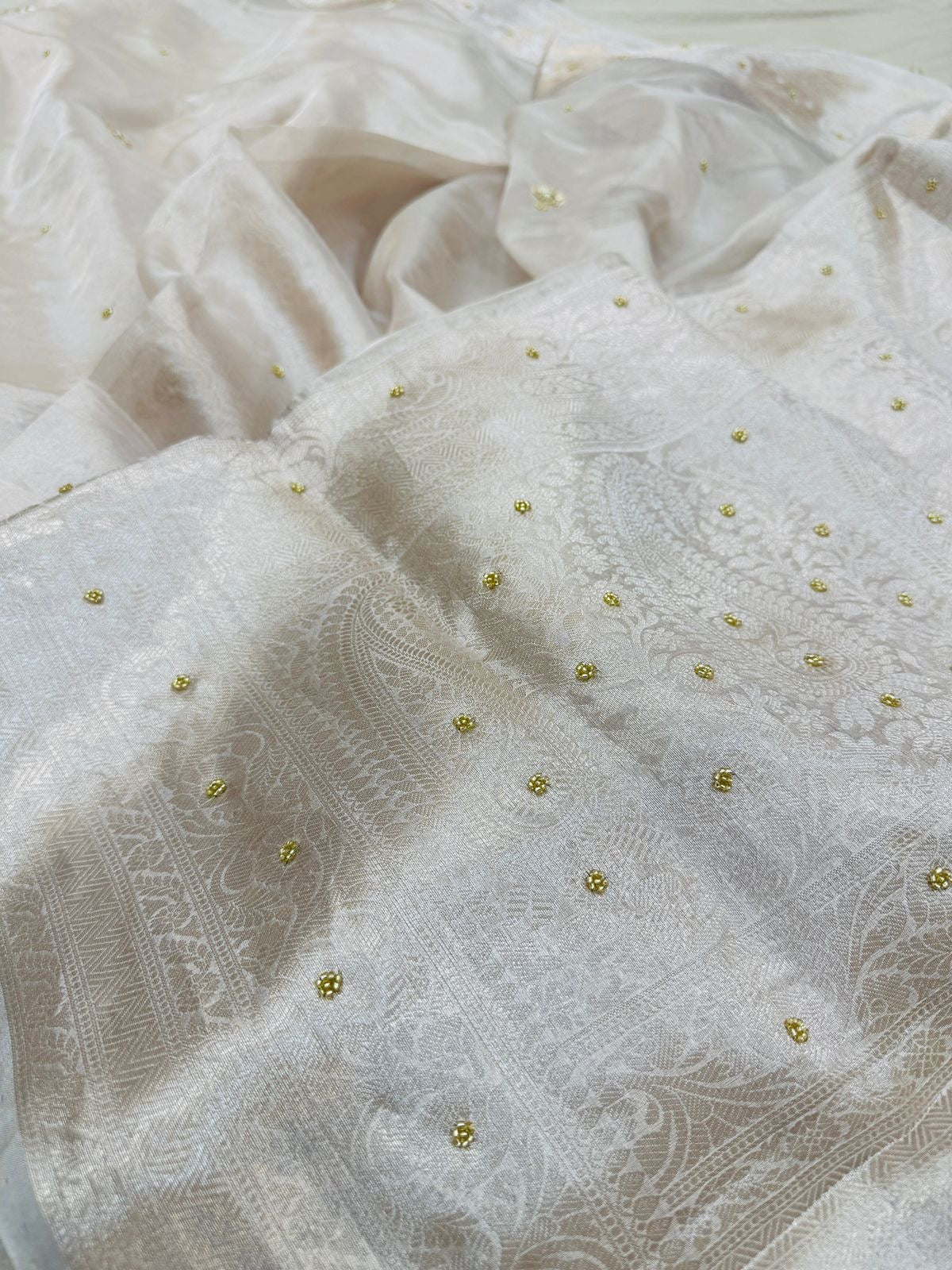 Metallic Molted Tissue Silk Hand Embroidery