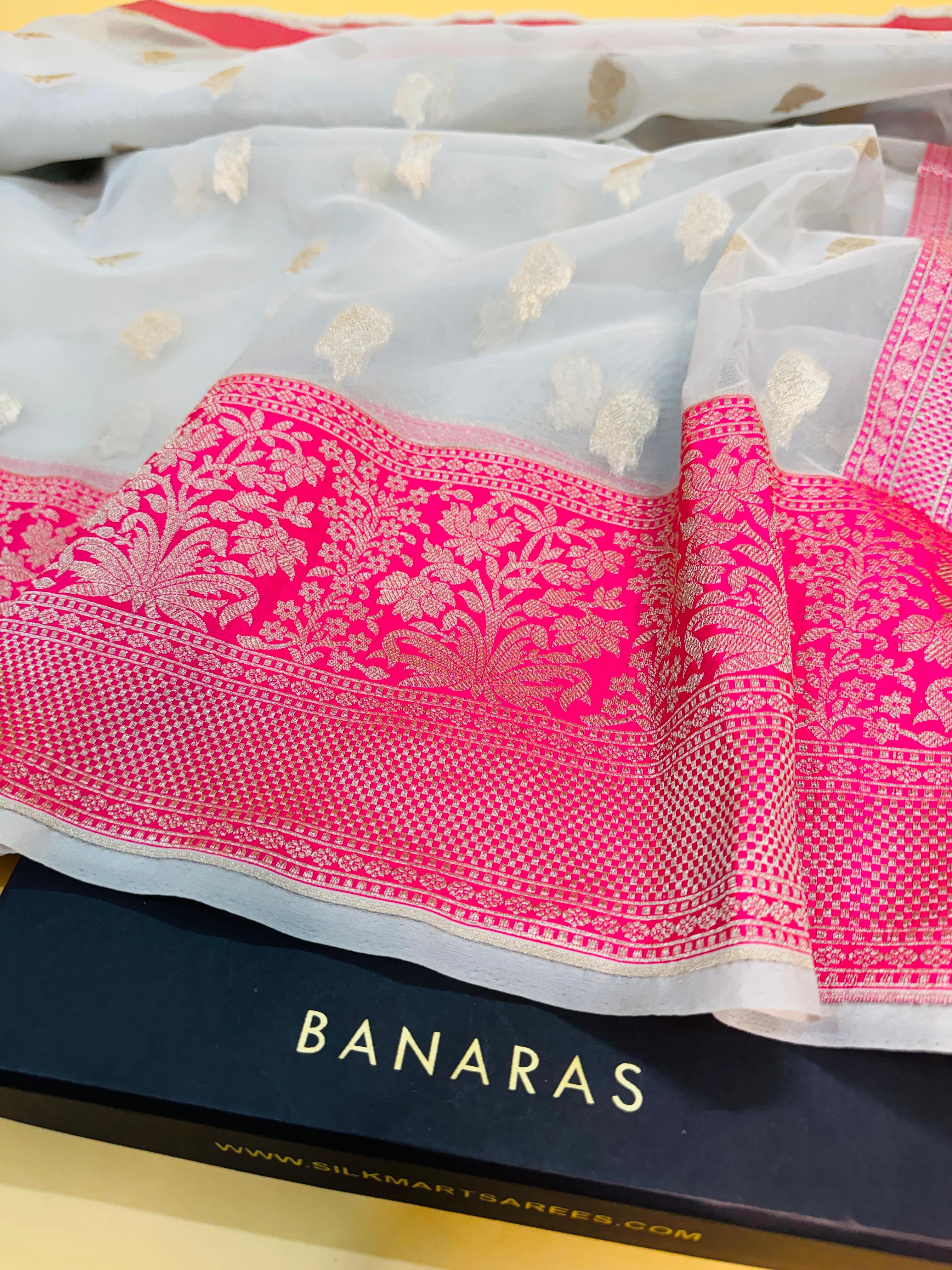 Art Silk Kora Kadhiyal Border Saree