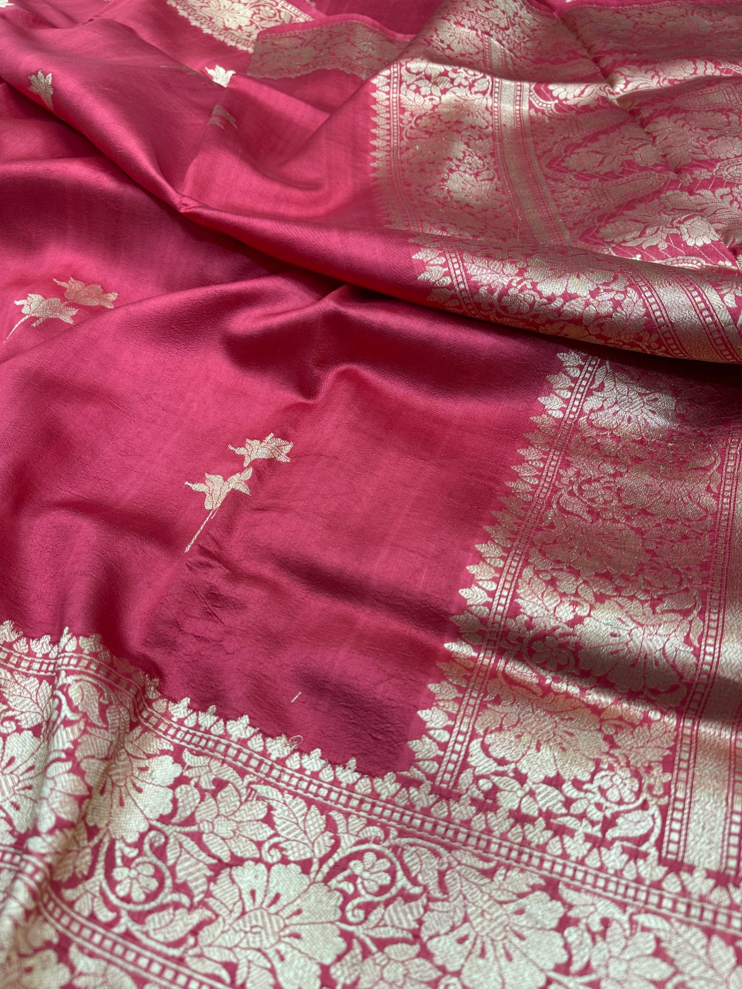 Pure Banarasi Dupion Silk Kadhwa Buta Saree