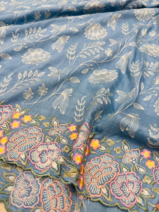 Pure Banarasi Tasar Silk Embroidery Saree