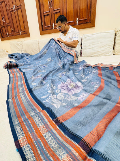 Pure Banarasi Chanderi Digital Print Saree