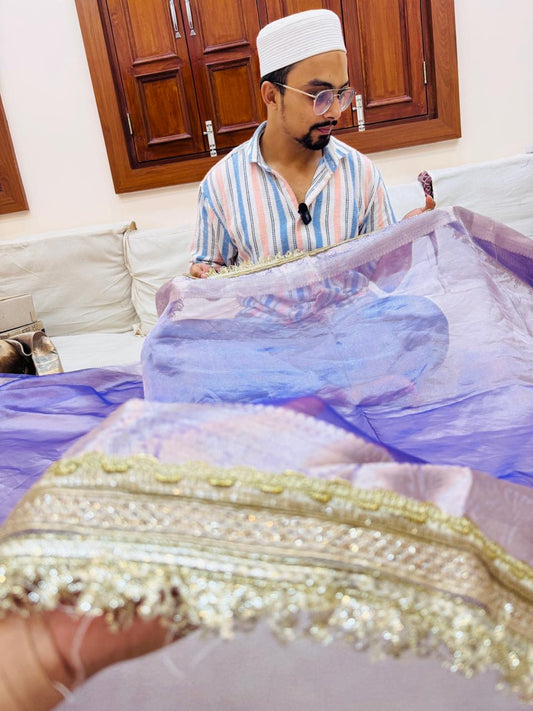 Pure Banarasi Tissue Silk Hand Embroidery Saree