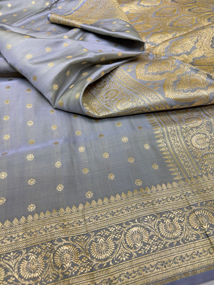 Pure Banarasi Katan Silk Chunri Buti Saree