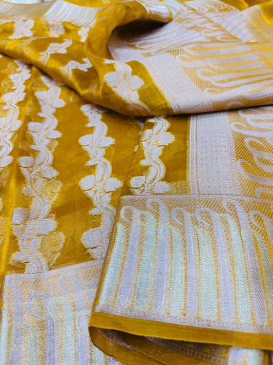 Pure Banarasi Tissue Silk Jaal Saree