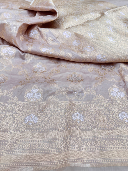 Pure Banarasi Katan Silk Sona Mina Jaal Saree