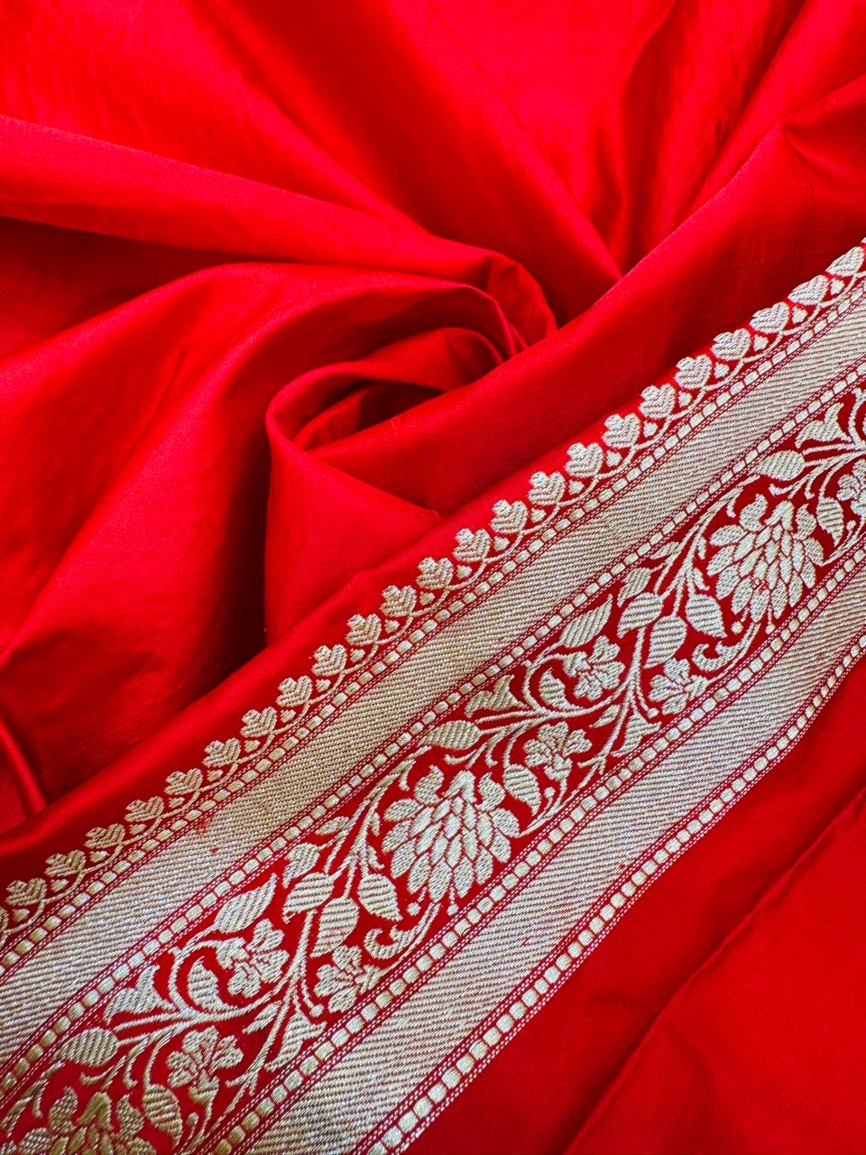Pure Banarasi Satin Jaal Skirt Border Saree